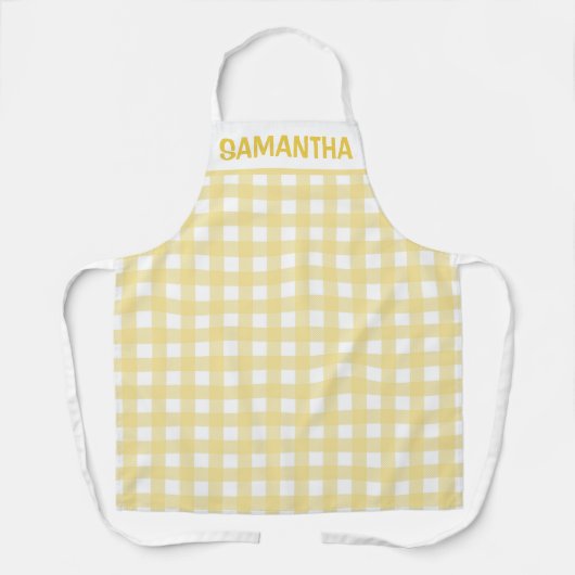Tablier Jaune et blanc En vichy Plaid motif (Recto)