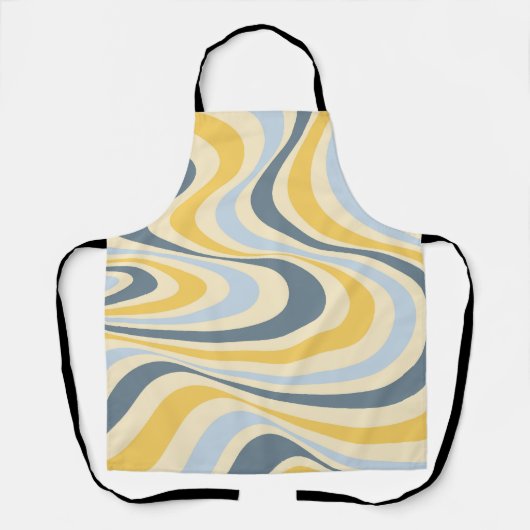 Tablier Jaune et bleu abstrait design tourbillon (Recto)