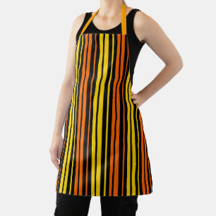 Tablier Jaune et orange rayures verticales noires