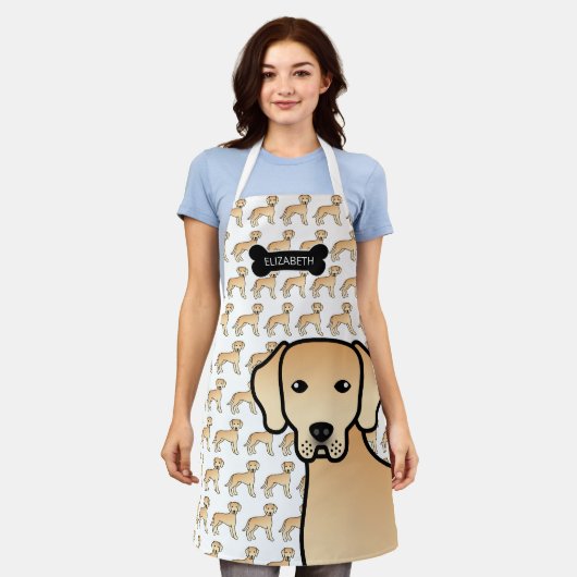 Tablier Jaune Labrador Retriever Dessin Dog & Nom (Porté)