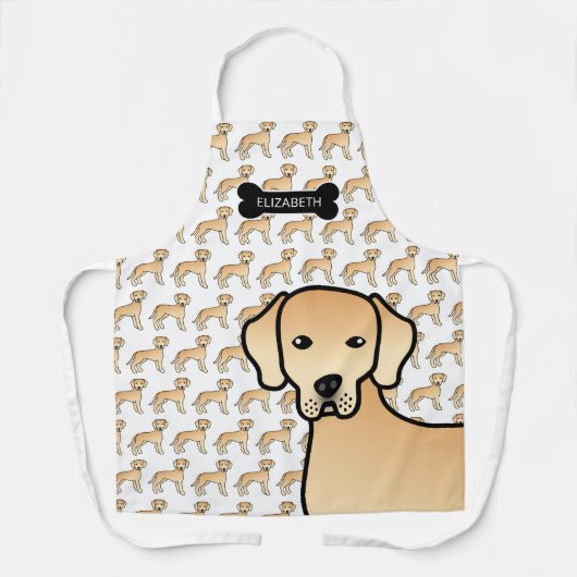 Tablier Jaune Labrador Retriever Dessin Dog & Nom (Recto)