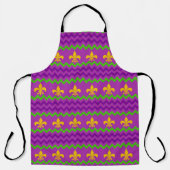 TABLIER JAUNE MARDI GRAS FLEUR DI LIS PURPLE GREEN STRIPE (Recto)