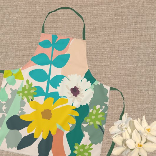 Tablier Jaune marguerite Abstrait de blocs de couleurs mod