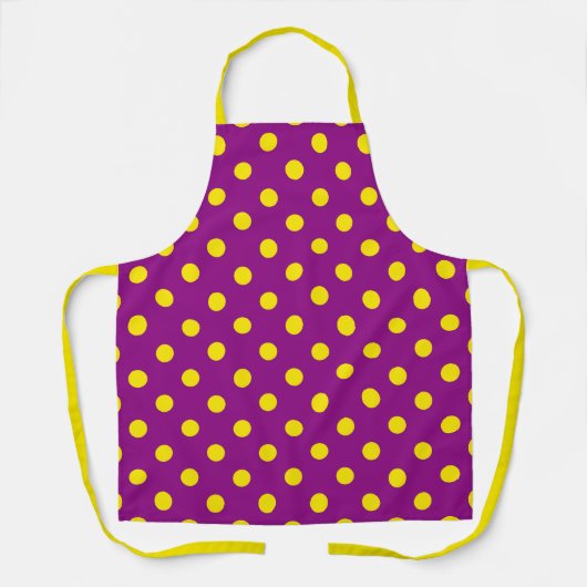 Tablier Jaune sur violet Pois design Motif (Recto)