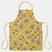 Tablier Jaune Terracotta Fleurs Abstraites Motif Floral (Recto)