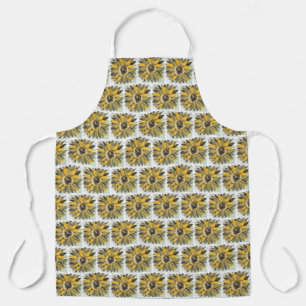 Tablier Jaune Tournesol Vert Noir Style Artistique Aquarel