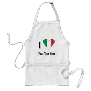 Tablier Je (drapeau italien cœur amour) Votre Texte