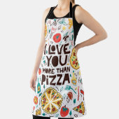 Tablier Je t'aime plus que la pizza. Lettres alimentaires (Insitu)