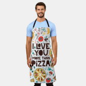 Tablier Je t'aime plus que la pizza. Lettres alimentaires (Porté)