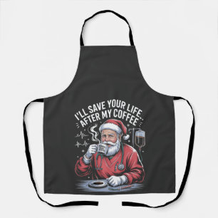 Tablier Je te sauverai la vie après mon Noël au café