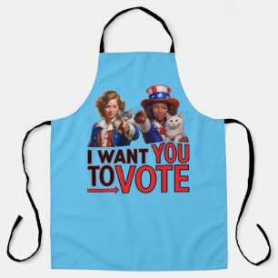 Tablier JE VEUX QUE VOUS VOTIEZ (Mesdames au chat)