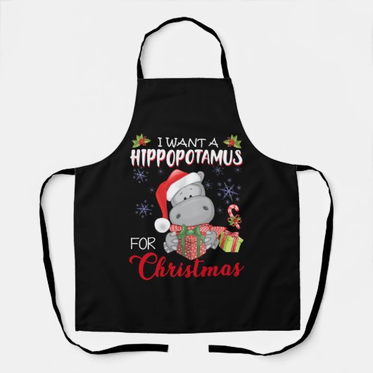Tablier Je Veux Un Hippopotame Pour Noël Hippo De Noël (Recto)