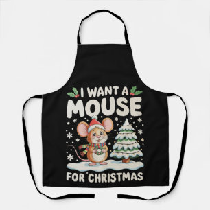 Tablier Je Veux Une Souris Pour Noël Chapeau De Père Noël