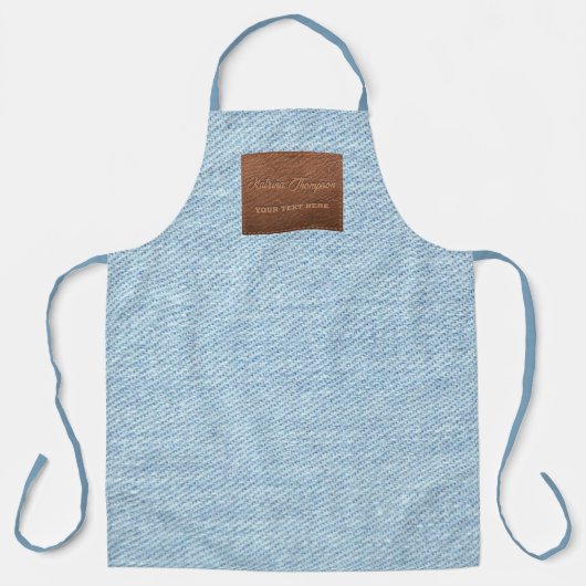 Tablier Jeans bleu moderne Texture Patch en cuir (Recto)