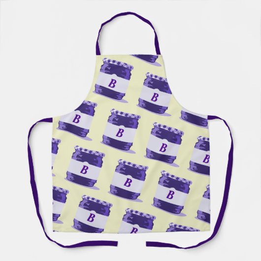 Tablier Jelly Jar violet Retro Motif avec Monogramme (Recto)