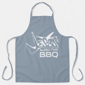 Tablier Jésus bénisse ce BBQ Dusty Blue (Recto)
