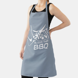 Tablier Jésus bénisse ce BBQ Dusty Blue