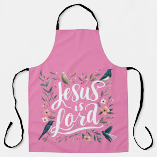Tablier Jésus est Lord Pink Birds Design floral