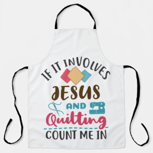 Tablier Jésus et couture mignonne citation de couturière