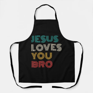 Tablier Jésus Vous Aime Bro, Drôle Foi Chrétienne Rétro