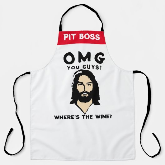 Tablier Jesus Wine Apron - Funny Custom Saying Gift (Recto)