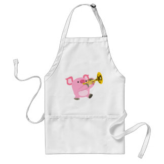 Tablier Jeu de trompette de cochon de dessin mignon sur ta