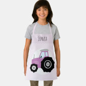 Tablier Jeunes filles Mignonne Moderne Tracteur et nom de  (Insitu)