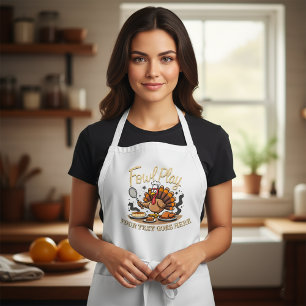 Tablier "Jeux de Poulets" de Thanksgiving drôle et personn