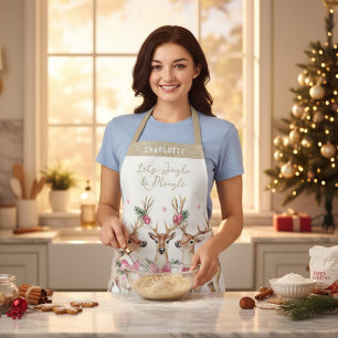 Tablier Jingle et Mingle de rennes de Noël personnalisés