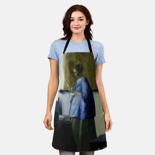 Tablier Johannes Vermeer - Une femme en bleu lisant une le (Porté)