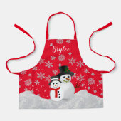 Tablier Joli appart Noël Snowmen Personnalisé Enfants (Recto)