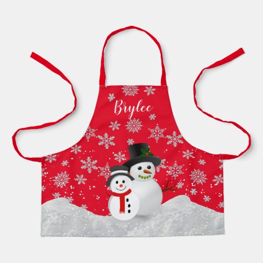 Tablier Joli appart Noël Snowmen Personnalisé Enfants (Recto)