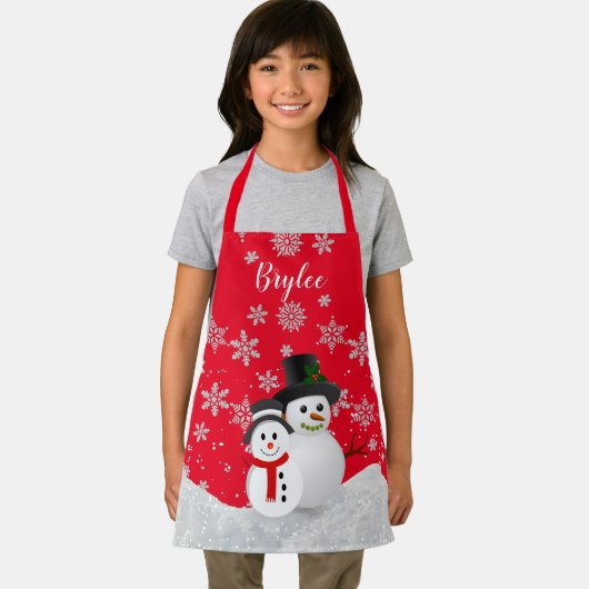 Tablier Joli appart Noël Snowmen Personnalisé Enfants (Insitu)
