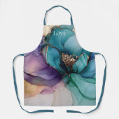 Tablier Joli Aqua bleu violet or Floral (Recto)