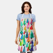 Tablier Joli aquarelle arbres de Noël (Porté)