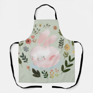 Tablier Joli Art de nurserie de couronne florale de lapin