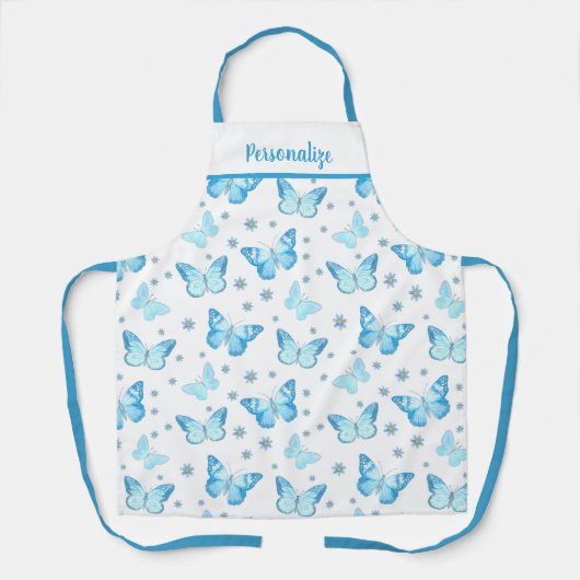 Tablier Joli Bébé Bleu Papillon Floral Design (Recto)