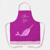 Tablier Joli bébé rose fille Narwhal Personnalisé (Recto)