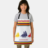 Tablier Joli bleu marine rouge jaune voilier rayure nautiq (Insitu)