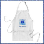 Tablier Joli bleu Menorah Hanoukka<br><div class="desc">Joli graphique menorah avec "HAPPY HANOUKKA" en écriture script. Joli dans n'importe quelle cuisine !</div>