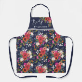 Tablier Joli Boho Floral Motif Cheveux Par Nom (Recto)