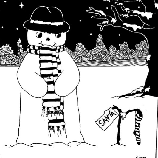 Tablier Joli bonhomme de neige noir et blanc à Noël