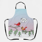 Tablier Joli Cardinal Rouge chanter Joyeux Noël (Recto)