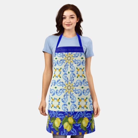 Tablier Joli Carrelage Talavera Tout-En Imprimer Citrons D (Porté)