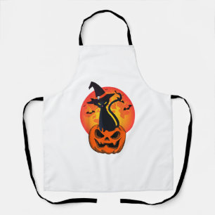 Tablier Joli Casquette Halloween Chat Noir Sorcière Citrou