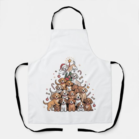 Tablier Joli chien d'arbre de Noël de Noël (Recto)