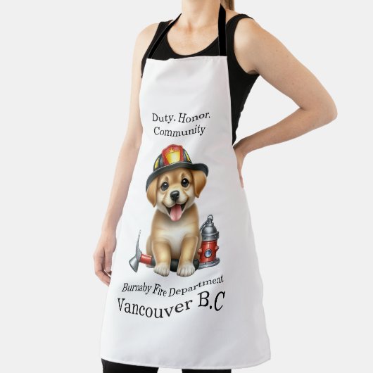 Tablier Joli chiot habillé en pompier avec des outils (Insitu)