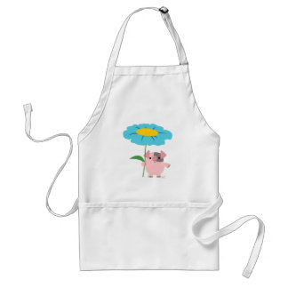 Tablier Joli Cochon De Cartoon Avec Cadeau (Bleu)