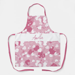 Tablier Joli Cœur d'Amour Rose Personnalisé
