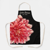 Tablier Joli Coral Rouge Dahlia Nom du magasin Date sur le (Recto)